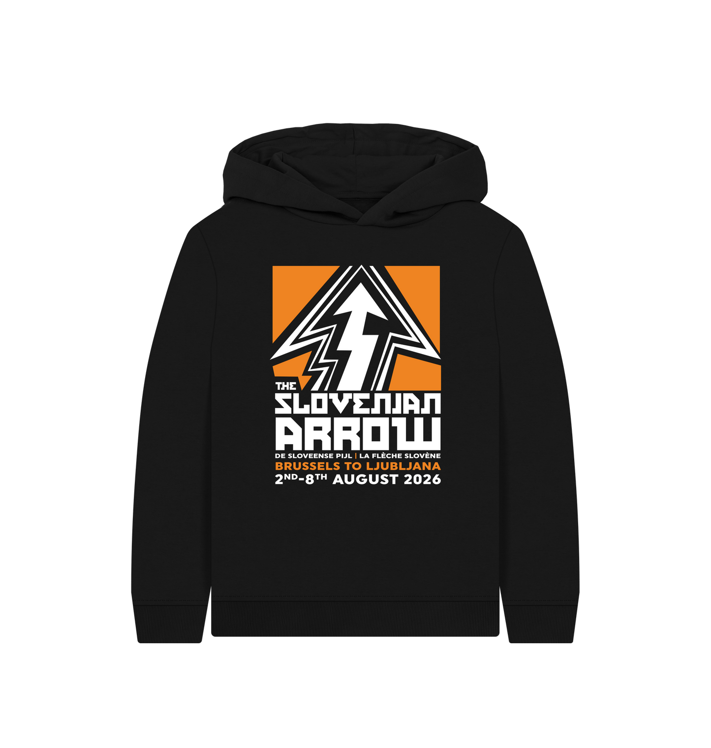 Black Printed Kids Hoodie Front