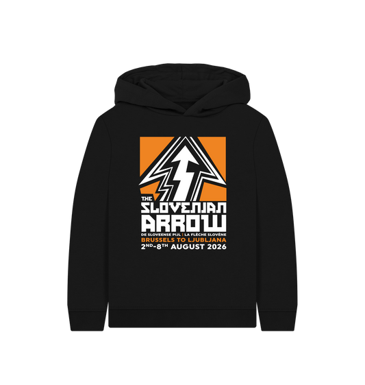 Black Printed Kids Hoodie Front