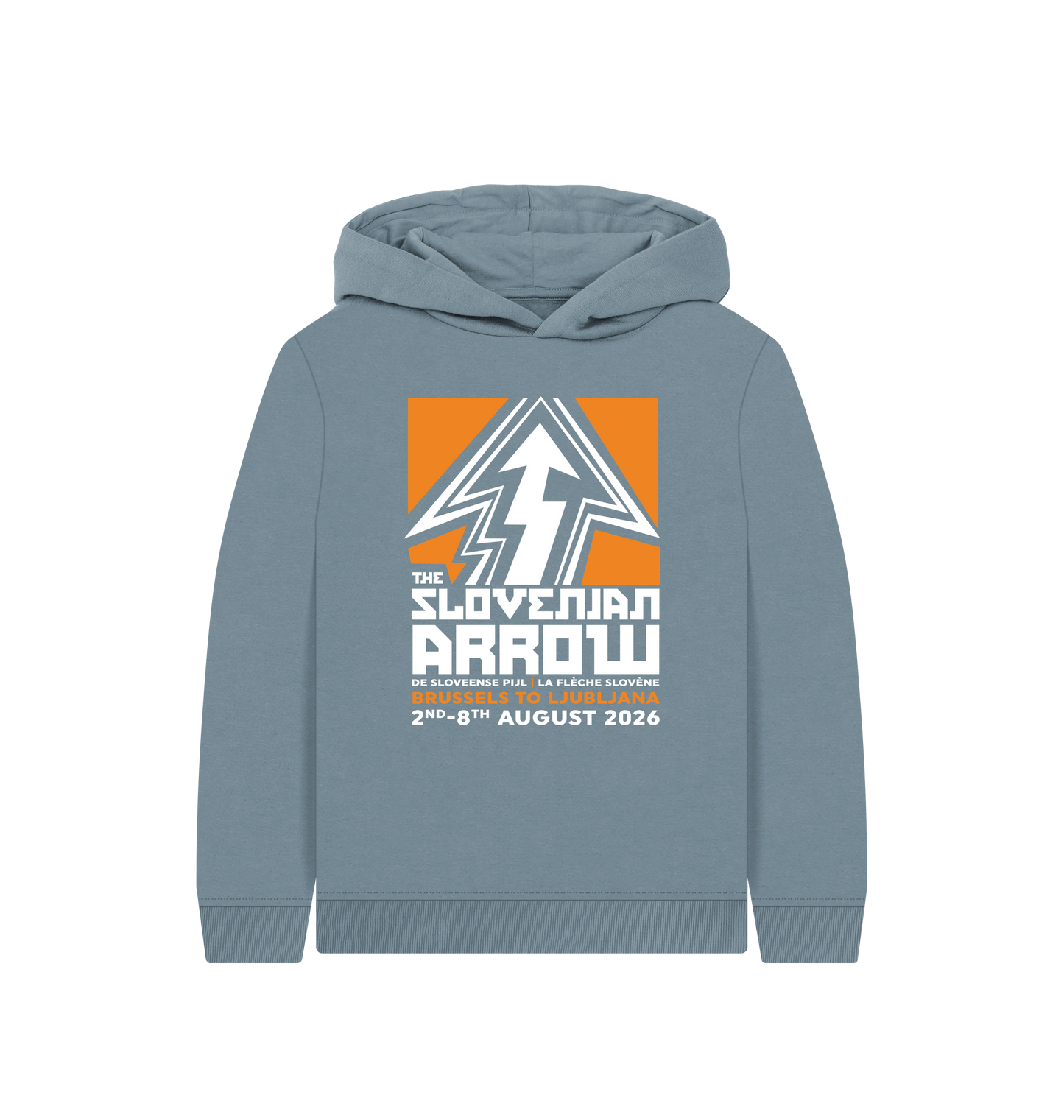 Stone Blue Printed Kids Hoodie Front